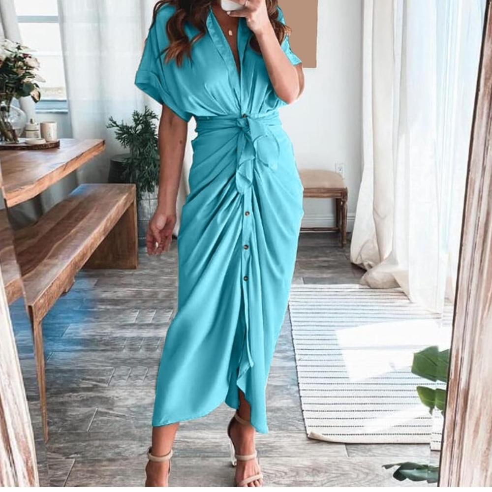 Amazon Women's Turquoise Maxi Dress - Picture 3 of 6